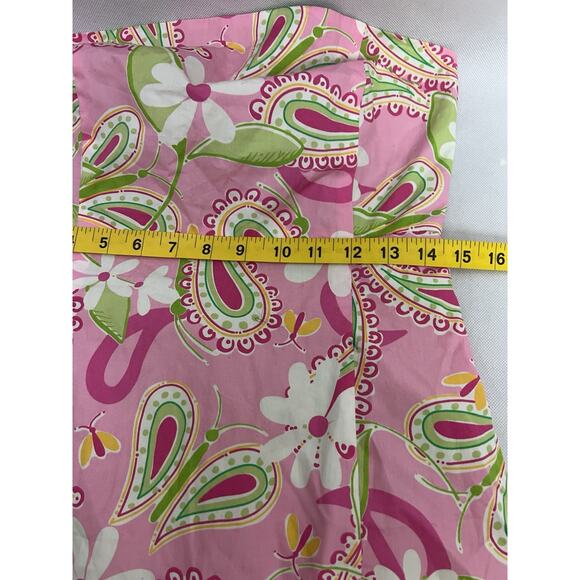 Vtg 80’s Lilly Pulitzer Shift Dress Pink & Green Paisley Floral Mini Size 10 - Picture 7 of 9